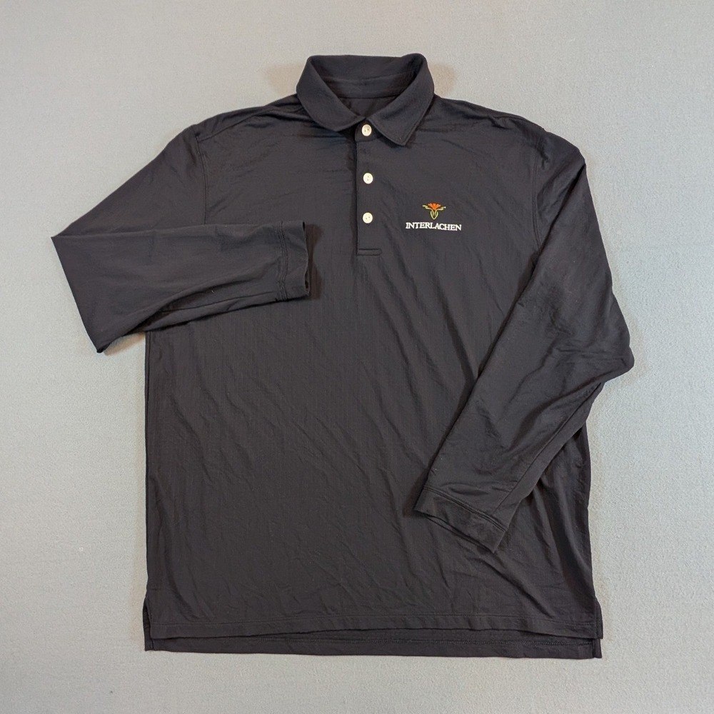 IBKUL Mens Long Sleeve Golf Polo Shirt Size Large UPF 50 Cool Dry Quick